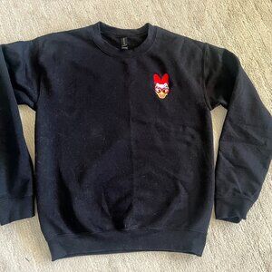 Daisy Duck Embroidered Black Sweatshirt - Size Small
